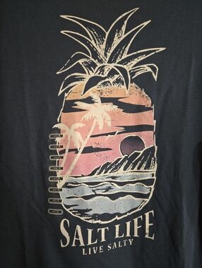 Salt Life Pineapple Sunset Long Sleeve Tee - Navy with Pink & Light Blue